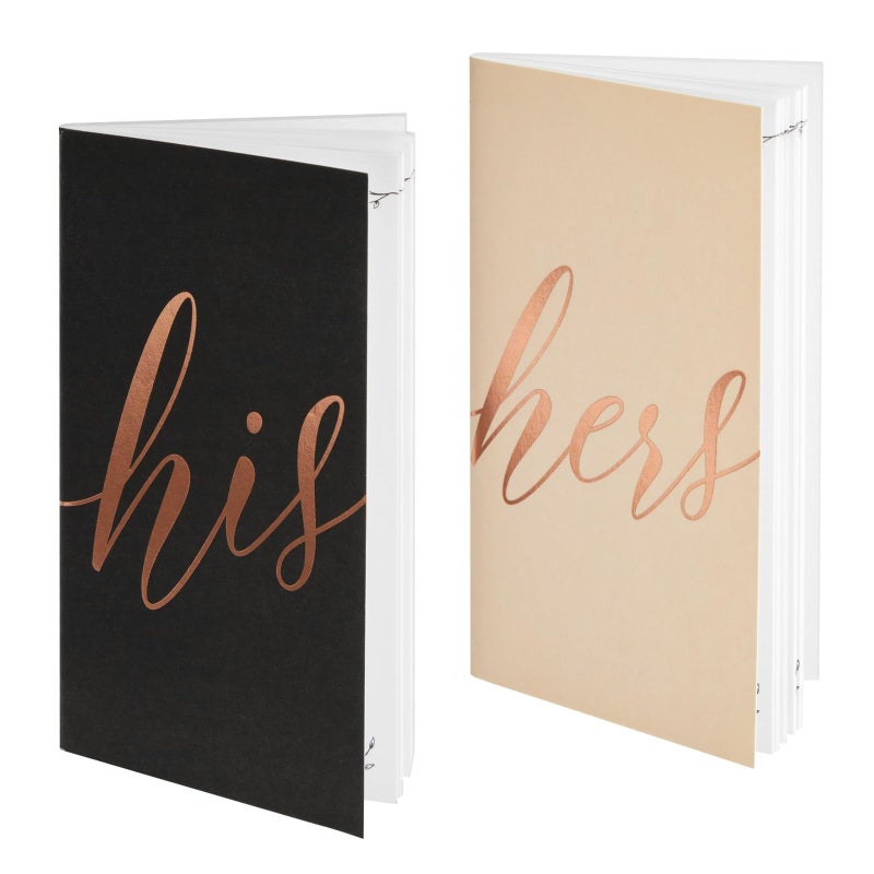 Paper Junkie Vow Books for Wedding - His & Hers Vow Books with Blank Pages - Rose Gold Foil Design & Bridal Shower Gift - Ideal for Groomsmen Gifts & Engagement Present - Pack of 6, One Size, Gold - Image 4